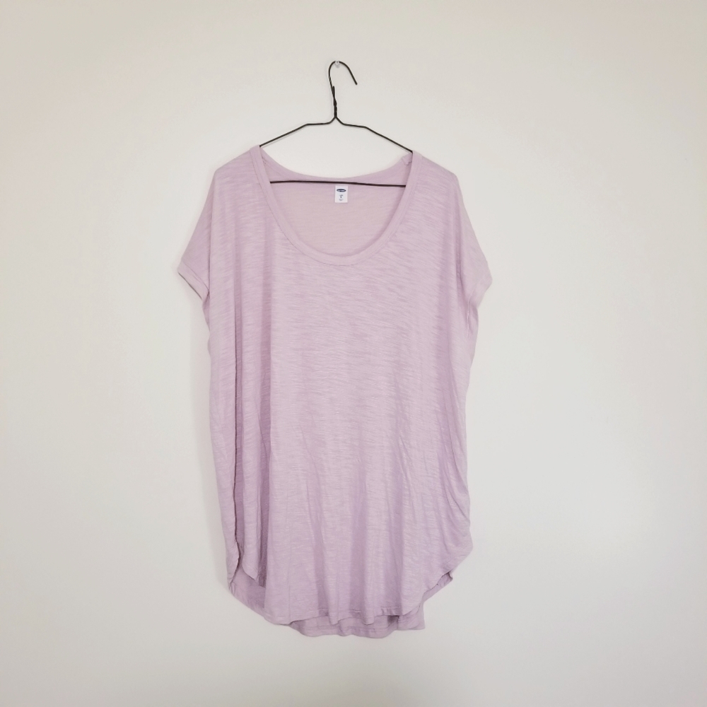 Old Navy Dusty Pink Luxe Scoop Voop Neck Tunic Short Sleeve Shirt